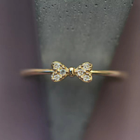 Bague de Fiançailles en Argent Sterling 925 Plaqué Or 14K avec Nœud et Zircon pour Femme, Bijoux de Mode en Dropshipping pour Mariage