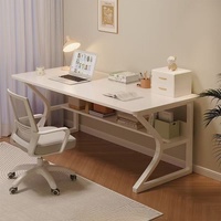 Escritorio de Computadora Metálico Rectangular Simple para el Hogar, Estudio u Oficina, Mesa de Escritorio Pequeña para Estudiantes y Uso en el Dormitorio
