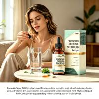 Huile de graines de citrouille en gros OEM, gouttes liquides 30ml saveur menthe avec sélénium, biotine et zinc pour étiquette personnalisée