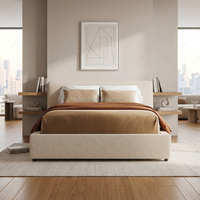 Lit capitonné luxueux FERLY avec cadre en tissu à boutons pour ensembles de chambres modernes et luxueuses