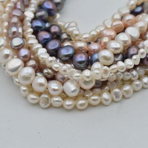 Collier de perles d'eau douce naturelles à double face de forme baroque, bon lustre, perles de bijoux DIY, produit semi-fini, forme de bouton - Product Image 2