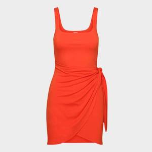 Robe chic à col carré orange de haute qualité - Décolleté enveloppant - Détail plissé sur le côté - Rehaussez votre <span class=keywords><strong>look</strong></span> de soirée - Product Image 5