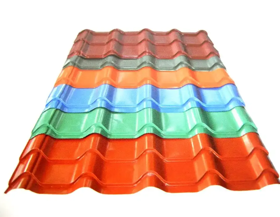 जस्ता नालीदार शीट रंग लेपित गैल्वेनाइज्ड लराइज्ड स्टील शीट कोइल रंग लेपित छत शीट