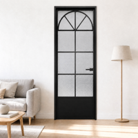 Porte battante intérieure française Meize avec cadre en alliage titane-magnésium et verre trempé dépoli pour hôtels et appartements (étanche)