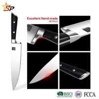 Couteau de cuisine haut de gamme de 8 pouces en acier inoxydable allemand à haute teneur en carbone avec manche en bois Pakka, couteau de chef