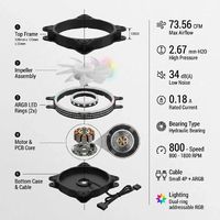 Ventilateur de châssis monochrome LED RGB 12 cm HC-HF-12025BK/WT, nouveau ventilateur silencieux en plastique pour PC, dissipateur thermique en cristal pour boîtier d'ordinateur