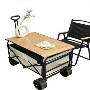 รถเข็นพับได้สำหรับตั้งแคมป์กลางแจ้ง คุณภาพสูง สีเบจ พกพาสะดวก - Product Image 1