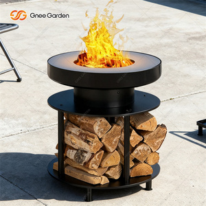 เตาย่างบาร์บีคิวเตาไฟทำจากเหล็กฟืนกลางแจ้งทันสมัยพร้อมกระทะเถ้าที่ถอดออกได้สำหรับทำความสะอาดง่าย - Product Image 3