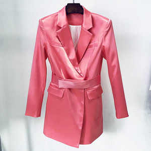 2023 Neue Frauen Abend garderobe Büro Mode Rosa Schwarz <span class=keywords><strong>Blazer</strong></span> Jacken Lange Anzug Mäntel - Product Image 2