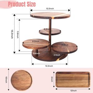 Mộc Mạc Bằng Gỗ Cupcake Tháp Đứng 4-Mảnh Món Tráng Miệng Bảng Hiển Thị Thiết Lập 1 Bữa Ăn Tối Tấm 2 Hình Chữ Nhật Lưu Trữ Hộp Thùng - Product Image 5