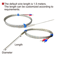 WRNK-191 K Type Thermocouple Flexible Stainless Steel Probe High Temperature Sensor 0-800°C Armoured Thermocouple Sensor