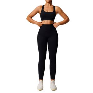Conjunto Deportivo Personalizado para Mujer, Tallas Grandes, Transpirable, Diseño Sólido, Cintura Elástica, Cierre Ecológico, Conjunto de Yoga - Product Image 5