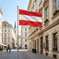 Bendera Austria Kustom Ukuran 3x5 kaki; Bendera Promosi Luar Ruangan dari Bahan Polyester Non-woven; Papan Tanda Cetak Digital Tahan UV