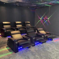 Herstellung Home Cinema Stitching Leder Armlehne Lagerung Kino Sofa Liegende elektrische Kopfstütze Theater Wohnzimmer Möbel