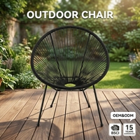 Chaise de jardin moderne en rotin pour l'extérieur, résistante, imperméable et confortable