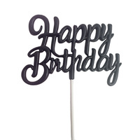 MOYI 3D Geburtstagstorten-Topper Goldgeprägte Kunststoff-Tortendekoration (Spanische & Russische "Happy Birthday" Designs)