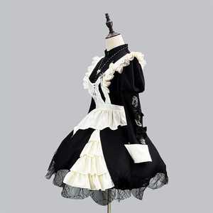 Nuevo Disfraz de Halloween, Estilo Oscuro, Vestido de Sirvienta con Mangas Abullonadas, Estilo Japonés Gótico Lolita - Product Image 2