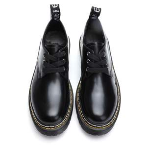 봄 여름 가죽 부츠 이중 스티치 3홀 캐주얼 플랫 슈즈 유니섹스 블랙 두꺼운 밑창 부츠 숏 여성용 - Product Image 1