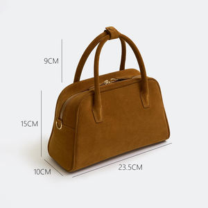 Borse da <span class=keywords><strong>Donna</strong></span> in Stile <span class=keywords><strong>Vintage</strong></span> Personalizzate con Logo, Borse Bowling Chic in Camoscio, Borse Boston alla Moda per Donne - Product Image 3