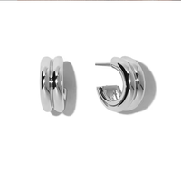 Bijoux minimalistes personnalisés Maimang, argent sterling 925 plaqué or 18 carats, boucles d'oreilles créoles doubles cercles pour femmes