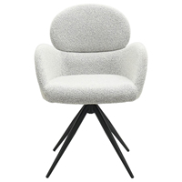 Fauteuil de salle à manger élégant en tissu blanc Boucle avec pieds en métal durable