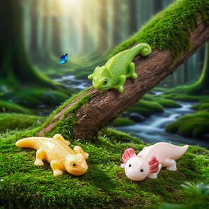 Mini figurines de lézards en résine pour jardin féerique, accessoires de décoration pour slime, animaux miniatures pour paysages en mousse DIY et maisons de poupées - Product Image 1