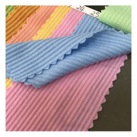 Tissu en maille côtelée DTY 95% polyester 5% élasthanne, brossé des deux côtés, teint uni, extensible, en polyester P/D