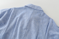 Robe chemise longue décontractée pour femme, col rabattu, bleu, avec ceinture, manches courtes, boutonnée