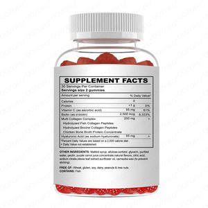 Gomitas con Sabor a <span class=keywords><strong>Granada</strong></span> y Bayas, Multicolágeno, 5 Tipos, Biotina, Ácido Hialurónico, Complejo <span class=keywords><strong>de</strong></span> Vitamina C, Suplemento Vegano <span class=keywords><strong>de</strong></span> Belleza - Product Image 2