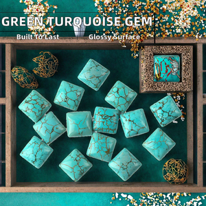 พลอยเทอร์ควอยซ์สีเขียวคุณภาพสูง ทรงเหลี่ยมเจียระไนแบบคาโบชอง หินธรรมชาติ ตัวเลือกยอดนิยมสำหรับการทำเครื่องประดับ ขายส่ง - Product Image 4