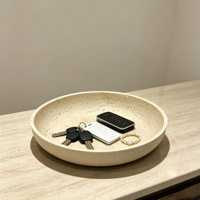 Plateau en résine de travertin beige Wabi Sabi, plat décoratif en pierre naturelle pour bijoux, parfums, bougies, plateau de rangement pour coiffeuse
