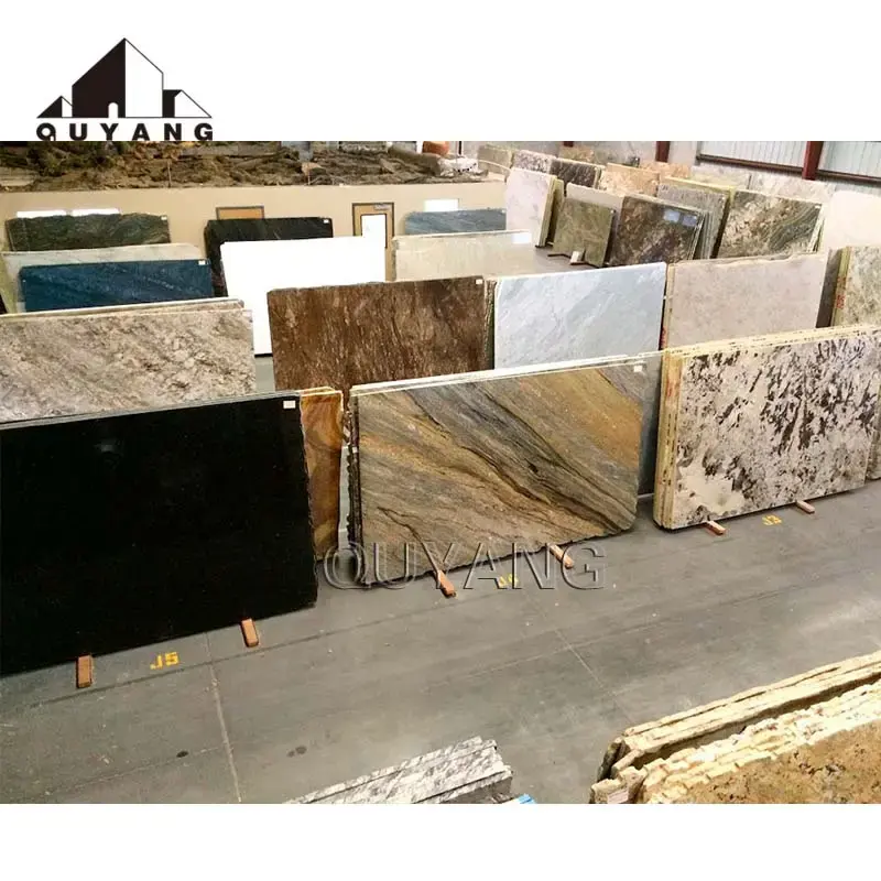 QUYANG Wholesale Home Decoration Flooring Walling Polished Big Slab Natural Stone Granite Kitchen Countertop