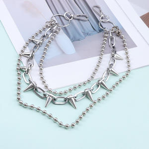 Cadena de cintura Punk con púas de aleación de zinc, accesorio de moda para fiesta, estilo Hip Hop Rock, color blanco K, de una sola vuelta. - Product Image 2