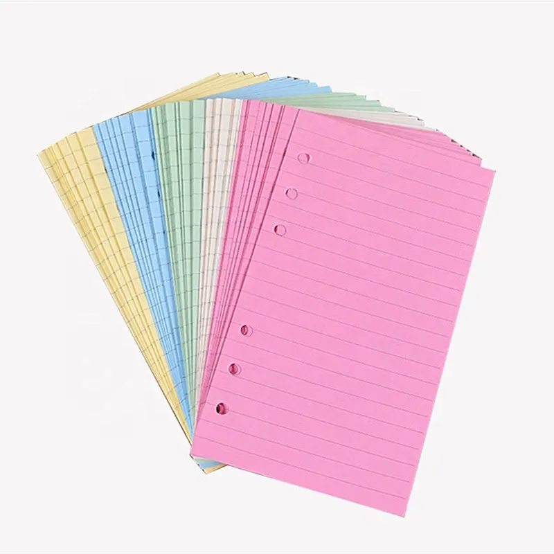 Di colore A Spirale Legante Planner Pagina Interna di Carta All'interno Da Latte colorato notebook sciolto foglia 6 foro di ricarica a5 a6 carta