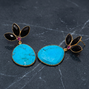 Nouveauté : Boucles d'oreilles pendantes tendance en argent sterling 925 plaqué or, avec quartz et pierres de forme marquise et poire - Product Image 2
