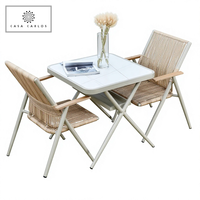 Table basse d'extérieur compacte en alliage d'aluminium pour balcon, idéale pour l'aménagement des espaces de loisirs dans la maison, la chambre, l'appartement, la cour ou la terrasse