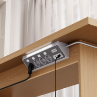 Multiprise allemande/coréenne 4 prises avec lumière LED et interrupteurs indépendants, 5V 3.4A ou PD30W avec USB et 2 ports Type-C