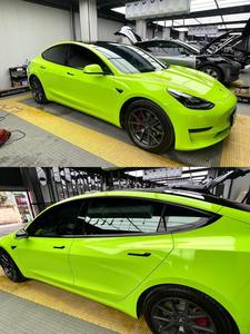 Vinilo Adhesivo para Automóviles <span class=keywords><strong>HJN</strong></span>, Garantía de 5 Años, PET TPU, Alto Brillo, Cristal, Amarillo Neón, 1.52*18m, 5x60 pies, con Liberación de Aire - Product Image 3