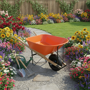 <span class=keywords><strong>Brouette</strong></span> robuste de 6 pieds cubes avec poignée <span class=keywords><strong>en</strong></span> <span class=keywords><strong>bois</strong></span>, plateau <span class=keywords><strong>en</strong></span> plastique et roue pneumatique 4.00-8 pour jardin et construction - Product Image 3