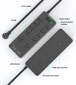 Cordon d'extension de Protection contre les surcharges, <span class=keywords><strong>multiprise</strong></span> avec prise Standard 1.8m/6ft, 2.08mm, 16a, Protection contre la foudre au sol - Product Image 5