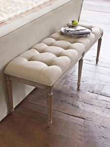 American Solid Wood <b>Bed</b> <b>End</b> Bench, French Distressed Vintage Entryway Shoe Bench, Long Upholstered Bench for Master Bedroom - Product Image 4