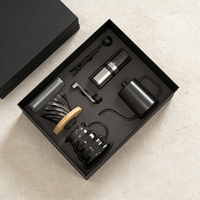 Ensemble de café de voyage en acier inoxydable personnalisable, design classique, best-seller, pour l'extérieur, avec moulin, bouilloire et emballage cadeau