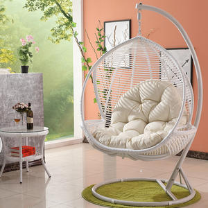 Muebles de exterior moderna cuerda en forma de huevo PE ratán mimbre hamaca colgante columpio silla con asiento Columpio de jardín natural - Product Image 1