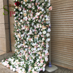 Tela enrollada en la espalda para decoración de fondo de boda, decoración de flores de seda blanca y marfil, SPR, superventas - Product Image 4