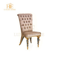 Chaise de table à manger en bois sculpté de style rococo français de luxe léger meubles de salle à manger en parquet Shell fabriqués à la main