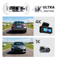 Caméra de tableau de bord de voiture 4G 3,69 pouces 4K+1K avec double objectif avant et arrière, suivi en direct 4G, ADAS, Wi-Fi, GPS, 2 caméras 4K