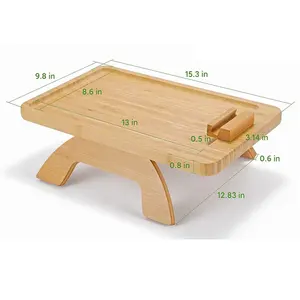 Katlanabilir kanepe tepsi masa kol dayama klip tipi doğal bambu gıda aperatif tepsisi mobil telefon tutucu uzaktan kumanda bardak tepsisi