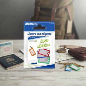 Mengfu Confezione da 4 Portachiavi Quadrati 43x25mm Made in China per Organizzare ed Etichettare Chiavi da Viaggio - Product Image 3