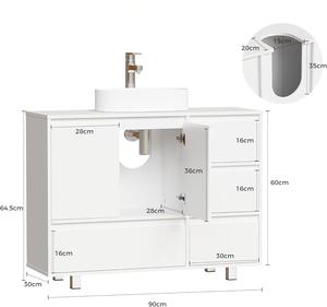 <span class=keywords><strong>Mueble</strong></span> <span class=keywords><strong>de</strong></span> <span class=keywords><strong>Baño</strong></span> con Lavabo y Espejo LED, Diseño Moderno, Color Blanco, Montado en el Suelo - Product Image 3