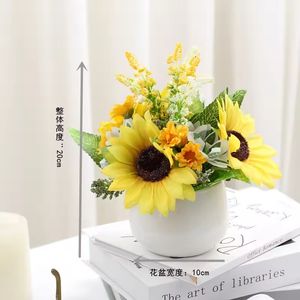 Nordic Style White Flowerpot Set New Simulation Sunflower Home Decoration Wedding Thanksgiving <b>Wall</b> Hanging Plastic - Product Image 3